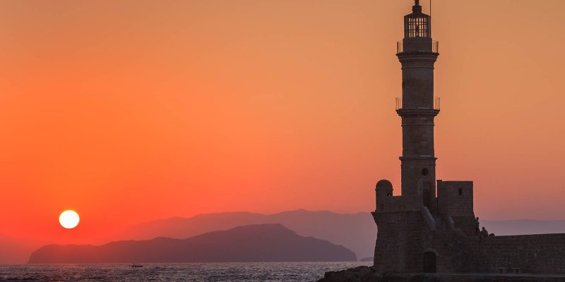 view of the old port of Chania. Crete, Greece
